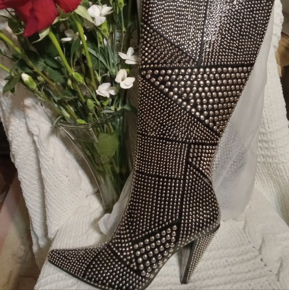 Jeffrey Campbell Studd KH Tall Black Studded Boots Size 7.5 Brand New Never Worn - Picture 7 of 12